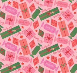 Flat christmas seamless pattern design