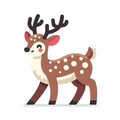 Fototapeta premium Flat, isolated illustration of a standing reindeer with large antlers. The design features smooth lines, a neutral brown color, and a simple yet elegant profile, evoking holiday themes.