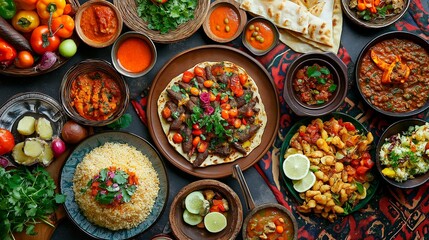 Fototapeta premium traditional greek dishes. greek food background