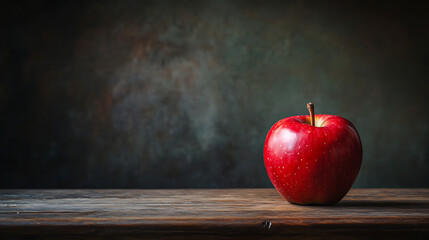 Red apple isolated on a wooden table