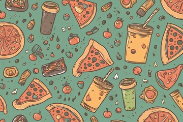 seamless pattern with pizza