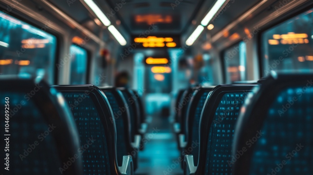 Poster empty train car with soft lighting and modern design