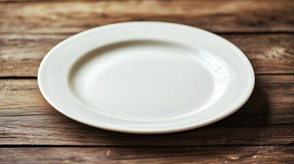 Empty plate isolated on a wooden table