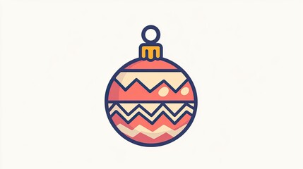 Obraz premium A clean and modern outline icon of a Christmas tree ornament, showcasing a traditional bauble shape with geometric patterns, perfect for digital use.