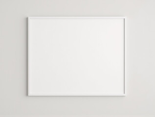 Large Empty Canvas Mockup for Art Prints in Minimalist Interior with Thin White Frame. Bright Wall with Large Simple Frame for Art Prints Mockup in Minimalist Interior