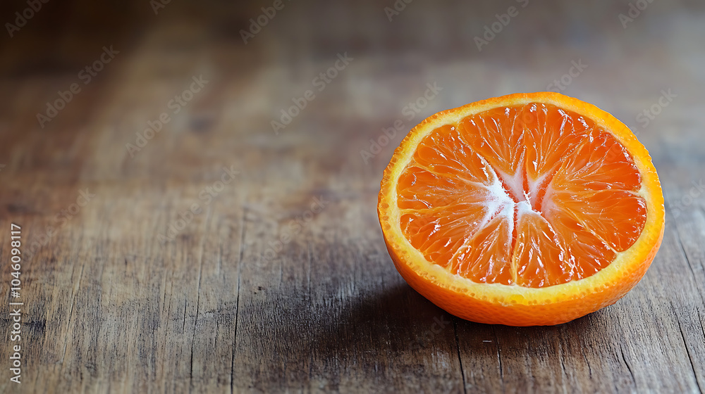 Poster tangerines orange slice isolated on a wooden table
