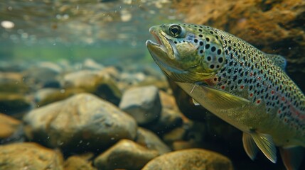 Trout Swimming in a Stream