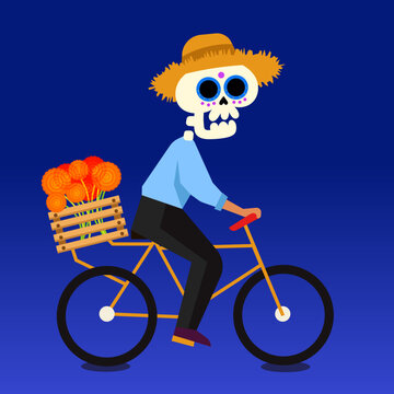 CALAVERITA ANDANDO EN BICI EN D&Iacute;A DE MUERTOS 