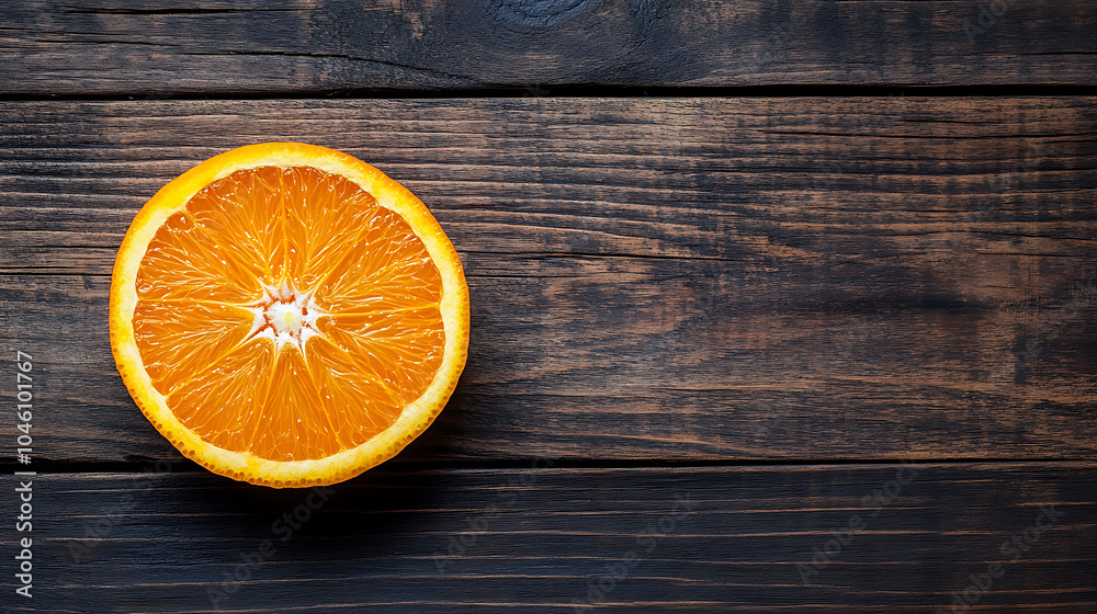 Poster orange slice isolated on a wooden table