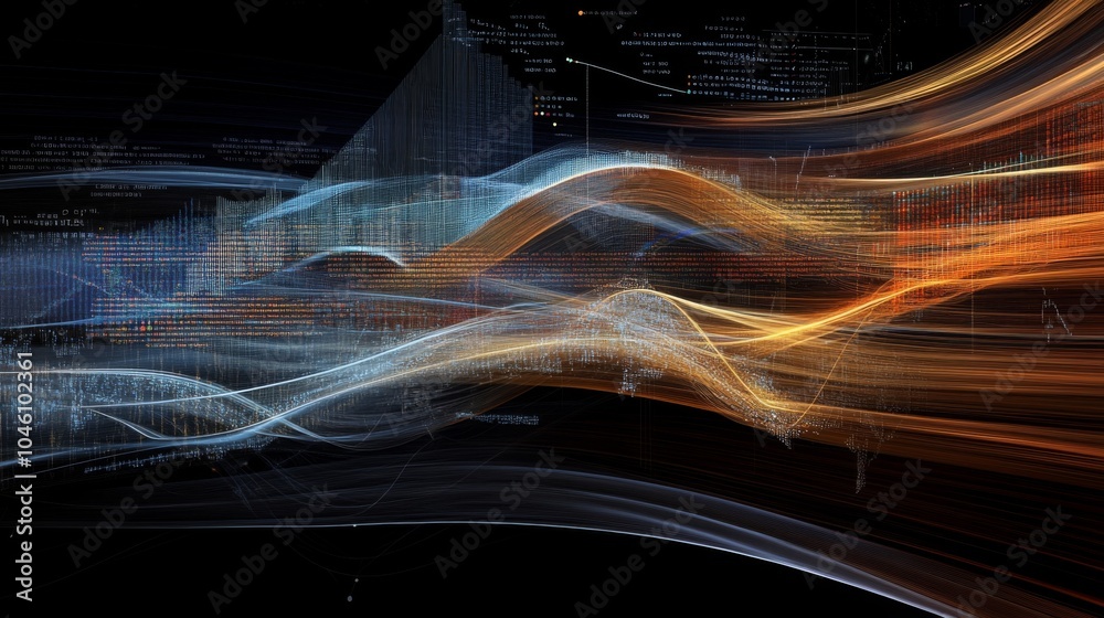 Poster Dynamic Abstract Flow of Light and Data Visualization