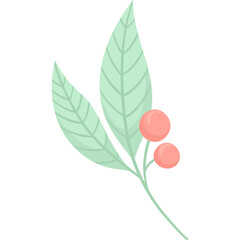 Vector sprig of red wild berries isolated on a white background. Vector illustration of a branch of cranberry, barberry, lingonberry in flat style