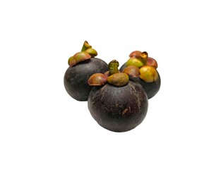 Fresh mangosteen isolated on white background. Thai fruit. Tropical fruit