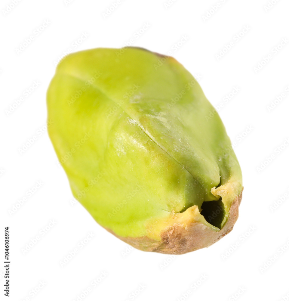 Poster One peeled pistachio nut isolated on white