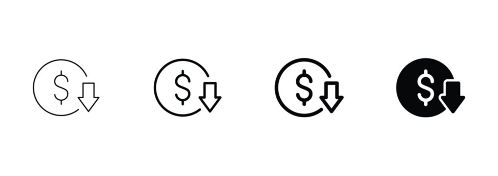 cost reduce icon vector. cost reduce sign icon for web site	