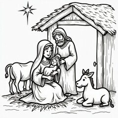  Nativity Scene Coloring Page