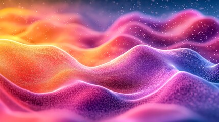 Obraz premium Abstract colorful glowing wave background with shimmering particles.