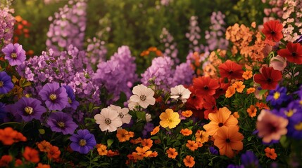 Obraz premium Vibrant Flower Garden Scene in Full Bloom