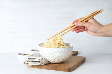 Concept of tasty fast food - instant noodles