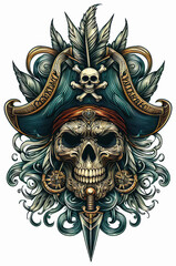 Fototapeta premium TRIBAL TATOO トライバル タトゥ 刺青 和柄 ドクロ 海賊 インディアン