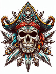 Fototapeta premium TRIBAL TATOO トライバル タトゥ 刺青 和柄 ドクロ 海賊 インディアン