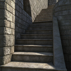 Ancient Steps: Navigating the Steep Turret Stairs of a Medieval Castle
