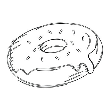 recommend clip art: Hand-drawn donut with icing and sprinkles sketch Vector