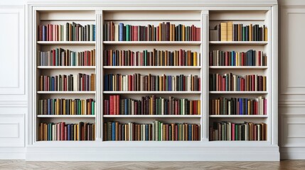 Elegant Library Interior with Colorful Book Display