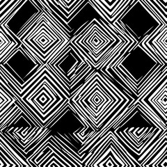 Abstract Black and White Geometric Pattern with Interlocking Diamond Shapes