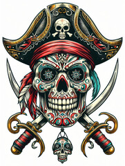 Fototapeta premium TRIBAL TATOO トライバル タトゥ 刺青 和柄 ドクロ 海賊 インディアン