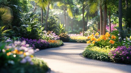 Serene Pathway in a Manicured Garden Setting