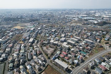 Blue sky and cityscape in Kanagawa, Japan