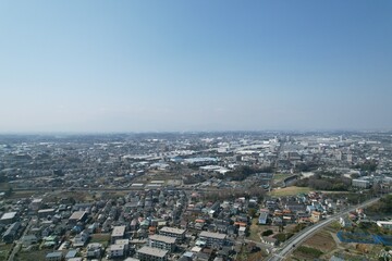 Blue sky and cityscape in Kanagawa, Japan