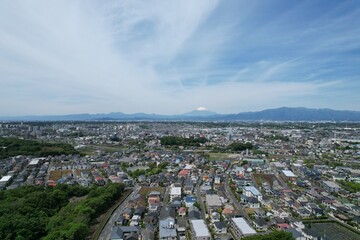 Blue sky and cityscape in Kanagawa, Japan
