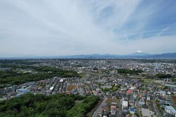 Blue sky and cityscape in Kanagawa, Japan