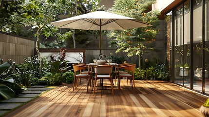 Obraz premium Outdoor terrace with tables and chairs