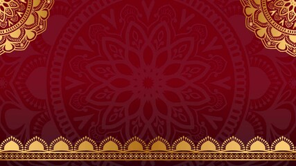 Luxury Background with Gold Mandala Rotating. Elegant Wedding Invitation Card Background with Red Background for Yoga, Wedding, and Ramadan