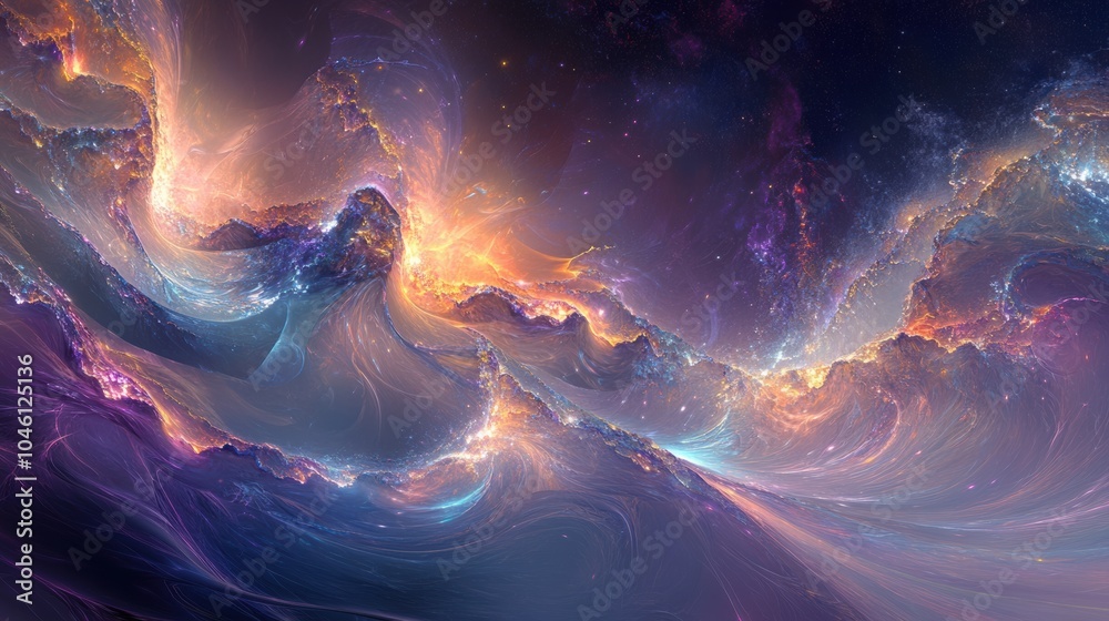Aufkleber swirling, vibrant colors blend in the vastness of space, creating a stunning cosmic landscape that c
