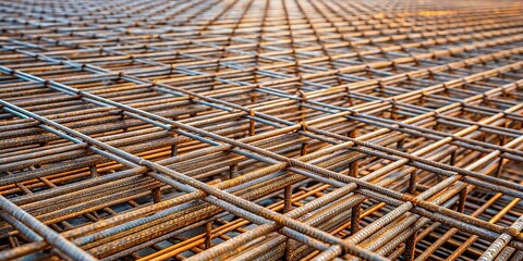 Steel wire mesh used in construction industry to reinforce concrete structures