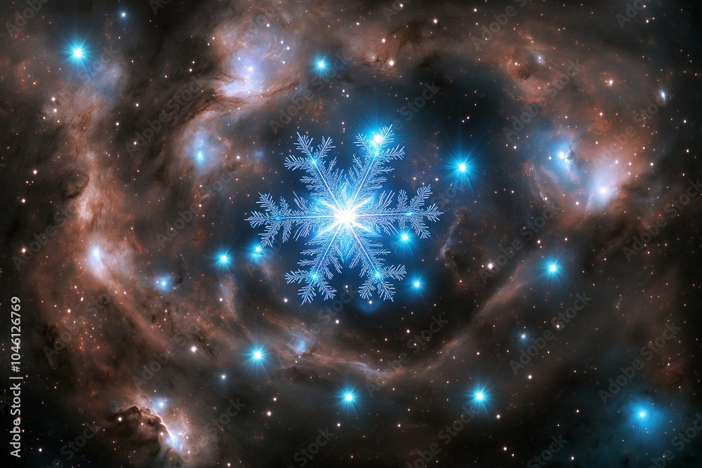 Wall mural a breathtaking view of a star cluster within the snowflake galaxy, where each star is shaped like an