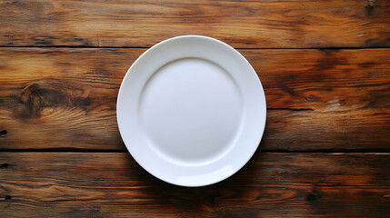 ceramic white plate isolated on a wooden table