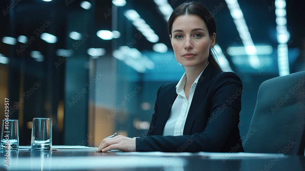 Wall mural Professional Businesswoman in Modern Office Setting