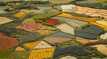 Obraz premium Aerial View of Vibrant Agricultural Fields