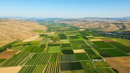 Fototapeta premium Aerial View of Colorful Agricultural Fields