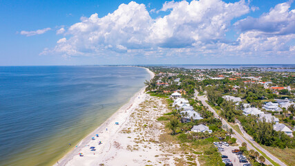 Beach aerial view of Gasparilla Island in Boca Grande, FL