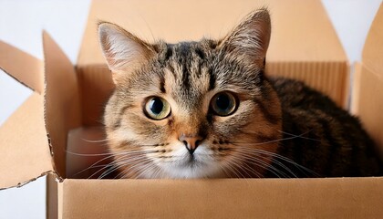 段ボールに隠れる猫