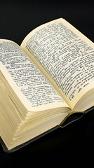 Fototapeta premium An open book with pages filled with text.