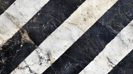 Fototapeta premium This artwork showcases a captivating abstract stone surface, featuring bold black and white stripes. The polished finish enhances the contrast, creating a modern and graphic aesthetic.