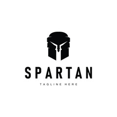 Spartan logo, barbarian warrior badge design simple silhouette spartan war helmet vector