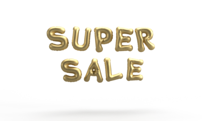 Super sale balloon text fly wing beautiful business object icon retail store marketing seo ad shopping banner advertisement product promotion offer discount price tag coupon commerce card dicut online