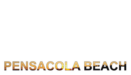 A vector text of Pensacola Beach with a photo mask of pensacola beach sunset. 
